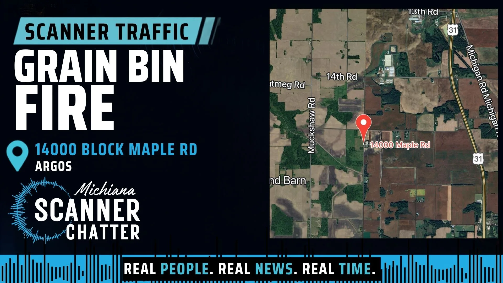 Location map for Grain Bin Fire