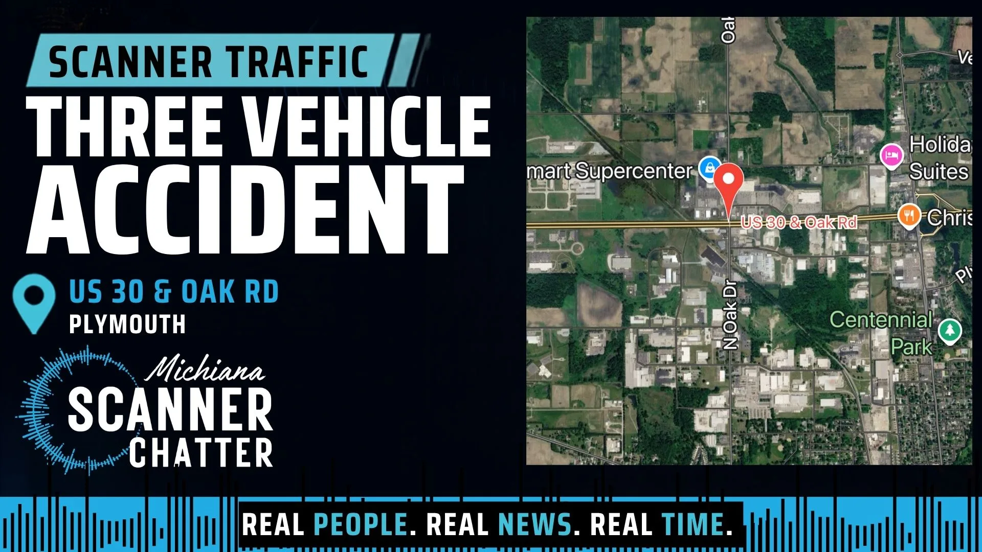 Location map for Three Vehicle Accident