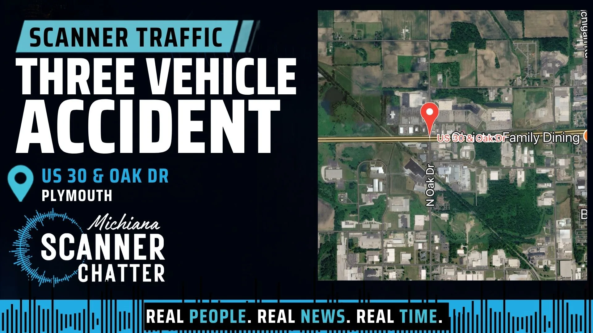 Location map for Three Vehicle Accident